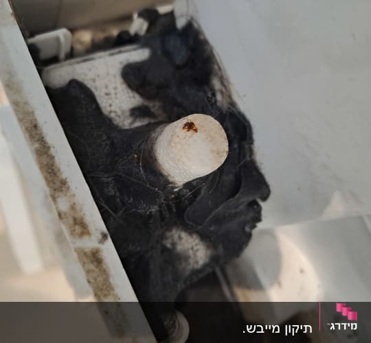 חלק פנימי של מכשיר עם לכלוך ושאריות